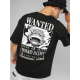 Anime One Piece Luffy Wanted Ön Arka Baskılı Siyah T-shirt